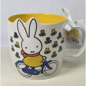 Miffy By Magenta Yellow Interior Bunny On A Bike With Flowers Ceramic Mug NWT
